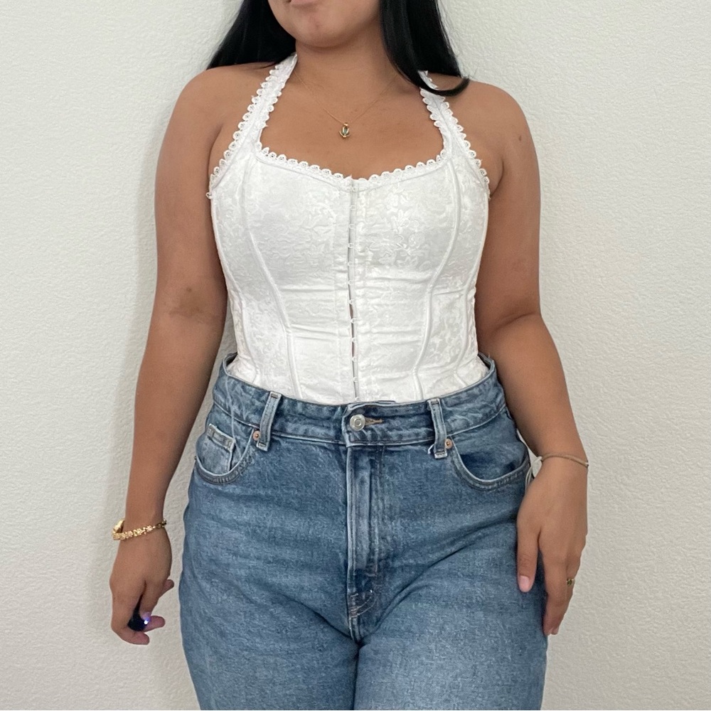 SHIRLEY of HOLLYWOOD - White Halter Top Corset